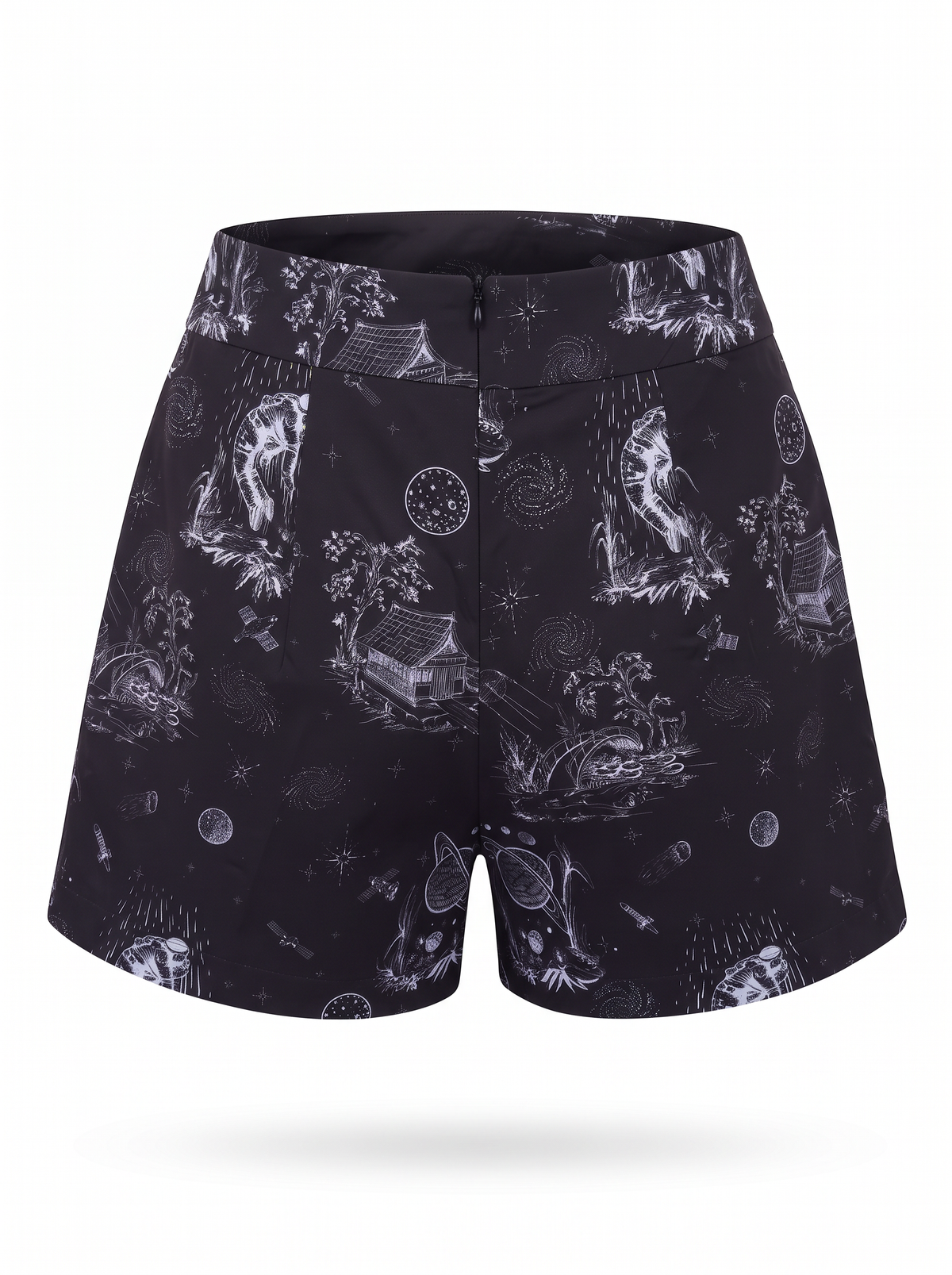 Black Space Toile de Jouy Cotton Tailored Shorts