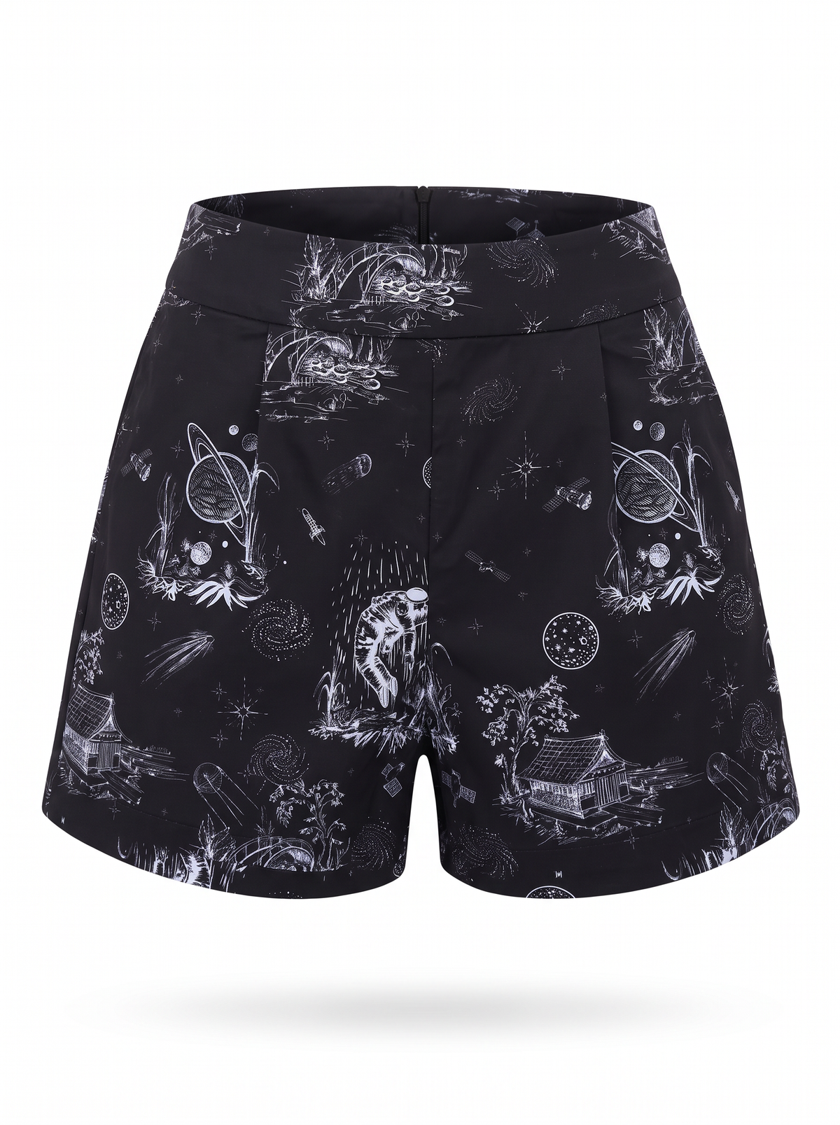 Black Space Toile de Jouy Cotton Tailored Shorts