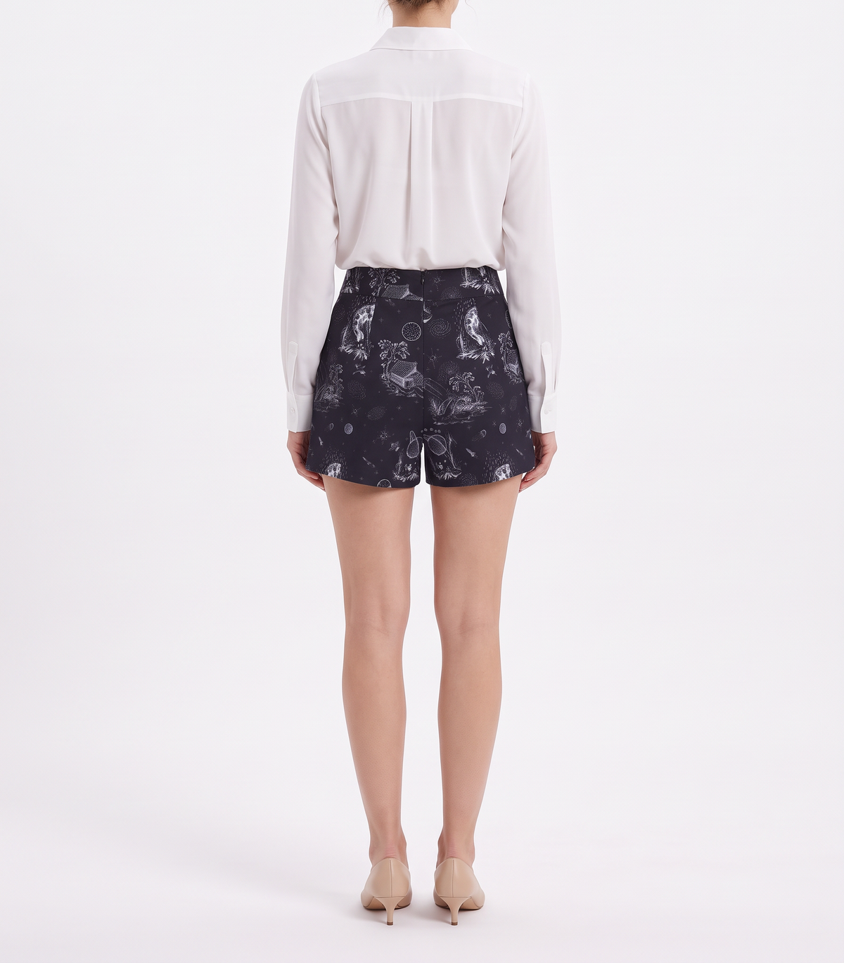 Black Space Toile de Jouy Cotton Tailored Shorts